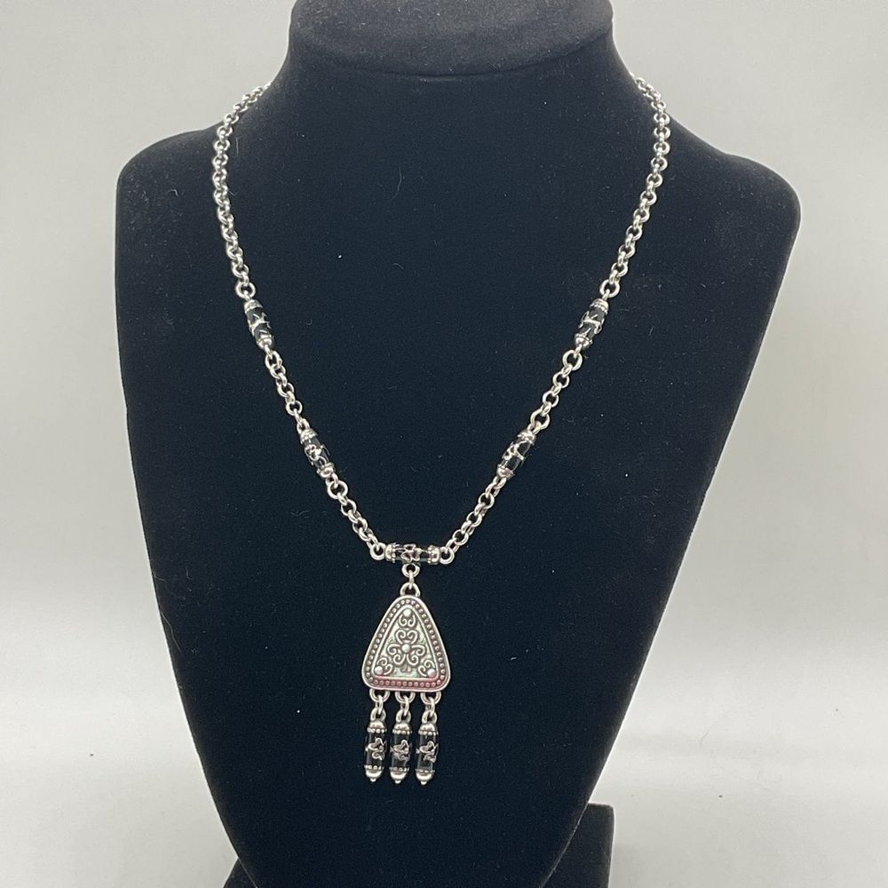 Brighton Jordana Silver-Plated Pendant Necklace with Black Accents